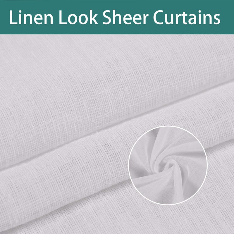 LORDTEX Burlap Linen Look Outdoor Curtain for Patio - 2 Panels Waterproof Tab Top Sheer Curtains for Pergola, Porch, Cabana and Gazebo Indoor/Outdoor Voile Sheer Drapes, 52 x 84 Inch, Vanilla - Image 2